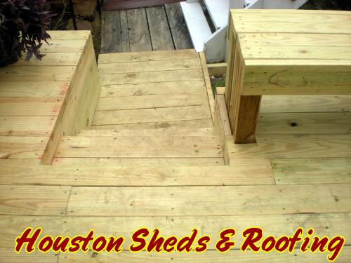 New Deck with Recessed Stairs and Custom Bench