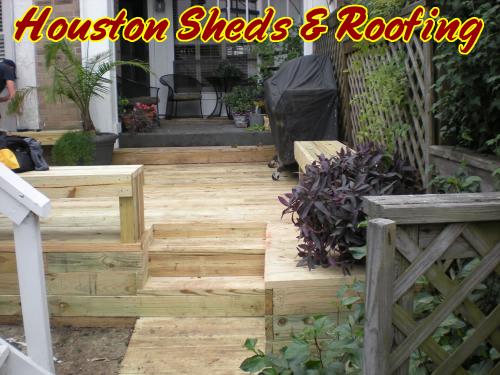 New Deck with Recessed Stairs and Custom Bench