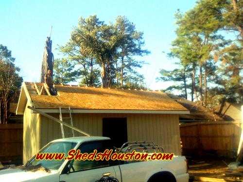 Gable roof on storage shed